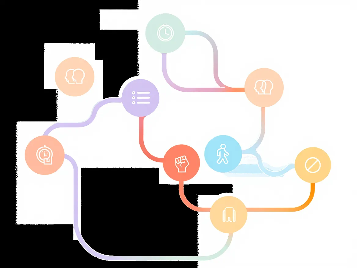 Diagram showing connections between stress factors and behavioral outcomes